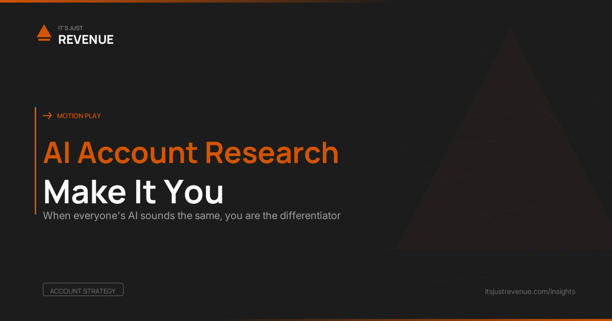 AI-Powered Account Research and Multi-Threading sales play — do the research, then make it you | It's Just Revenue
