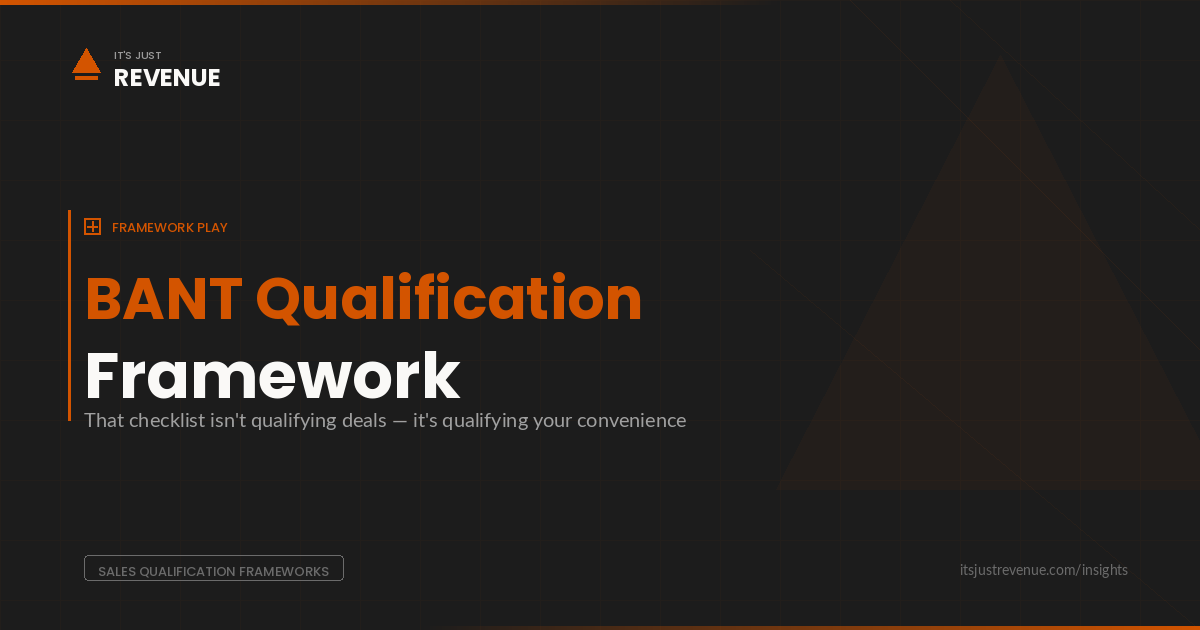 BANT Qualification Framework sales play — exposing the seller-centered qualification checklist that's costing teams deals | It's Just Revenue