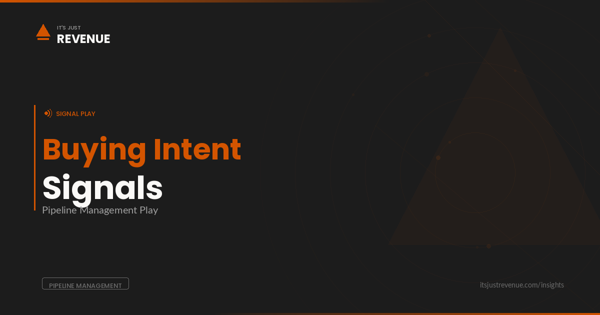 Buying intent signals sales play — detect multi-source intent signals to prioritize pipeline deals and accelerate close rates | It's Just Revenue