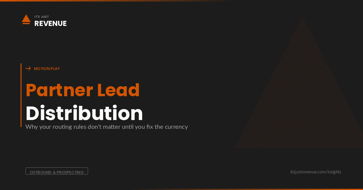 Partner Lead Distribution sales play — routing rules and SLA system for channel partnerships | It's Just Revenue