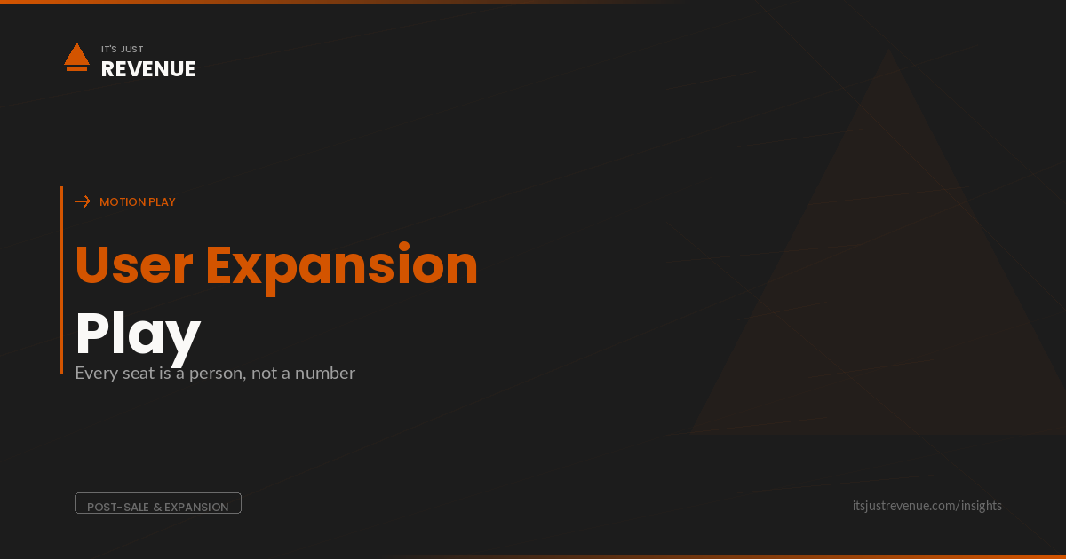 User Expansion sales play — turning unused seats into revenue through value and product flexibility | It's Just Revenue